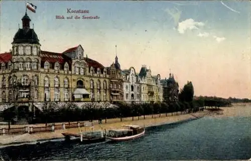 Ak Konstanz am Bodensee, Seestraße, Promenade, Flagge
