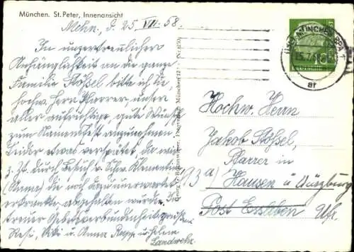 Ak München, St. Peter, Innenansicht