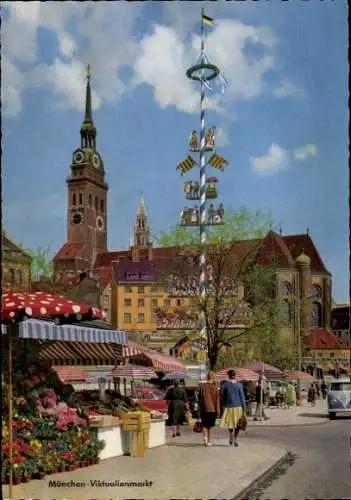 Ak München, Viktualienmarkt, Kirchturm