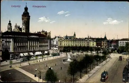 Ak Leipzig in Sachsen, Königsplatz, Straßenbahn