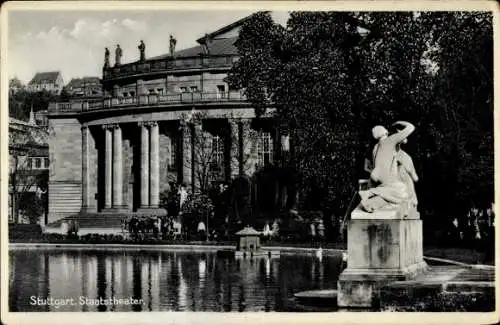 Ak Stuttgart in Württemberg, Staatstheater, Statue