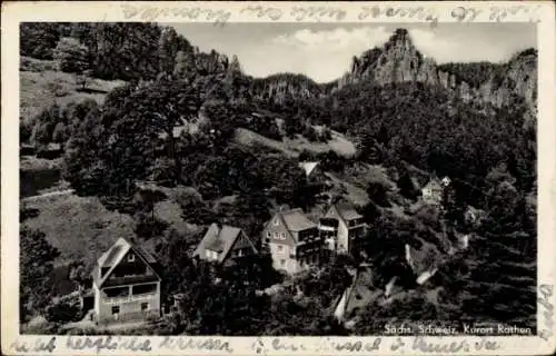 Ak Rathen an der Elbe Sächsische Schweiz, Teilansicht