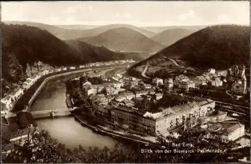 Ak Bad Ems an der Lahn, Gesamtansicht, Blick von der Bismarck-Promenade