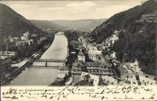 Ak Bad Ems, Blick vom Kriegerdenkmal