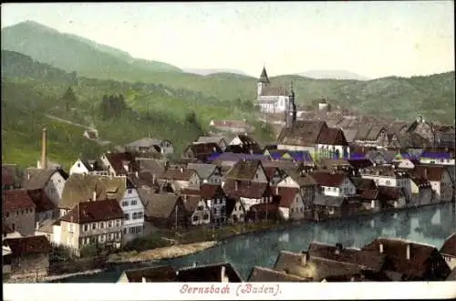 Ak Gernsbach im Murgtal Schwarzwald, Teilansicht, Kirche