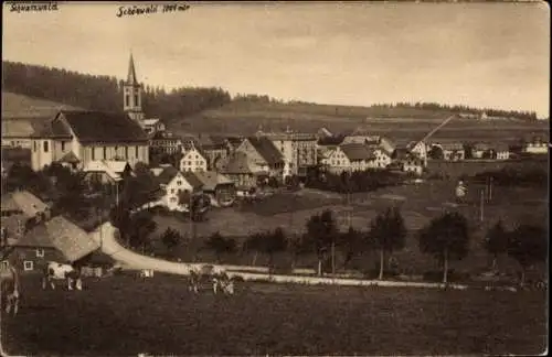 Ak Schönwald im Schwarzwald Baden, Teilansicht, Kirche