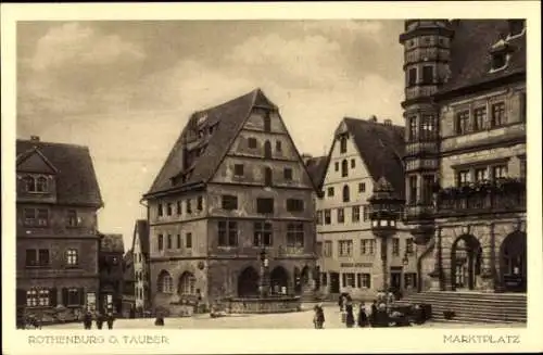 Ak Rothenburg ob der Tauber Mittelfranken, Marktplatz