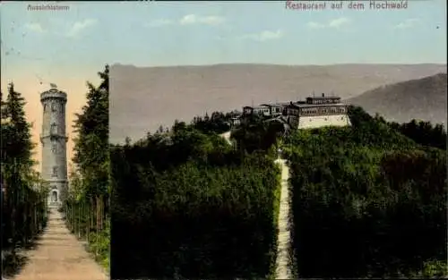 Ak Oybin in der Oberlausitz Sachsen, Bergrestaurant auf dem Hochwald, Aussichtsturm