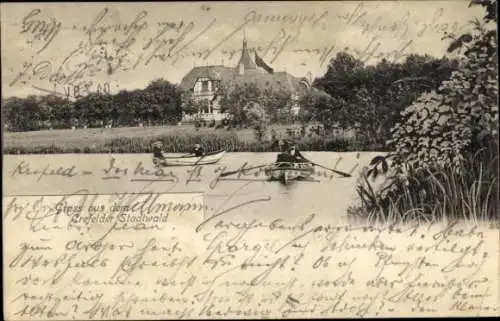 Ak Krefeld am Niederrhein, Krefelder Stadtwald, Ruderboote