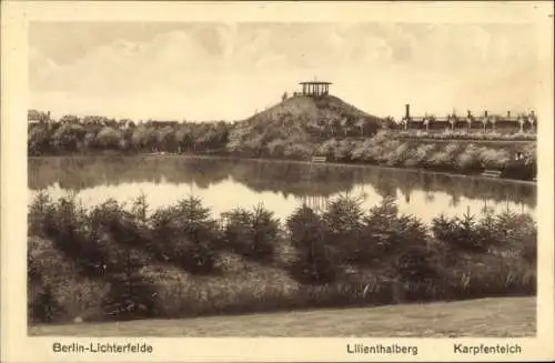 Ak Berlin Steglitz Lichterfelde, Lilienthalberg, Karpfenteich, Parkrestaurant, Steinstraße 63