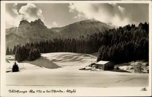 Ak Pfronten im Allgäu, Schlossanger-Alm, Winter