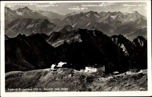 Ak Oberstdorf im Oberallgäu, Edmund Probst Haus, Aussicht nach Süden, Gebirgskette