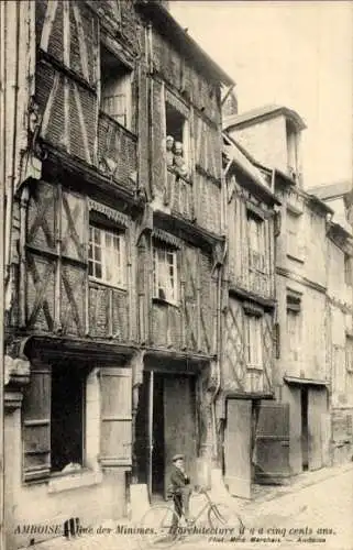 Ak Amboise Indre et Loire, Rue des Minimes, Fachwerk