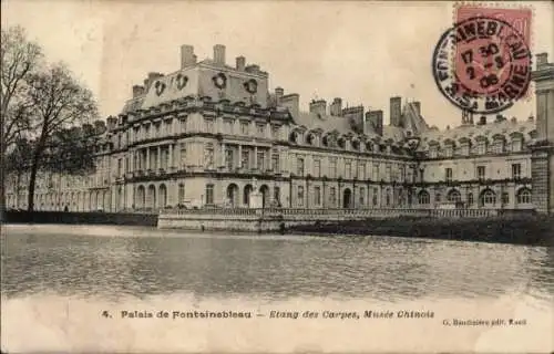 Ak Fontainebleau Seine et Marne, Palais, Teich, chinesisches Museum