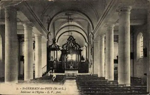 Ak Saint Germain des Pres Maine et Loire, Eglise, Interieur