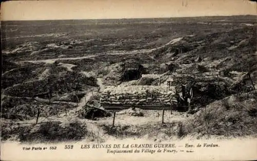 Ak Fleury Meuse, Emplacement du Village, Grande Guerre