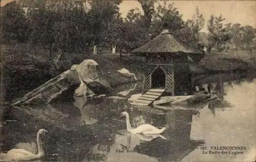 Ak Valenciennes Nord, Hutte des Cygnes, Schwan