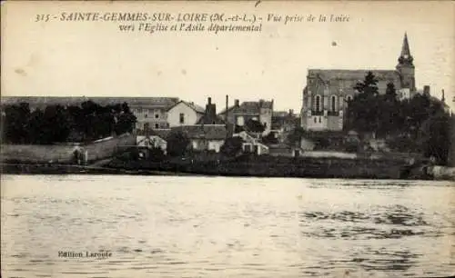 Ak Sainte Gemmes d'Andigné Maine et Loire, Eglise, Asile departemental