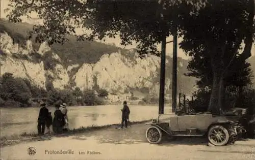 Ak Profondeville Wallonien Namur, Les Rochers, voiture