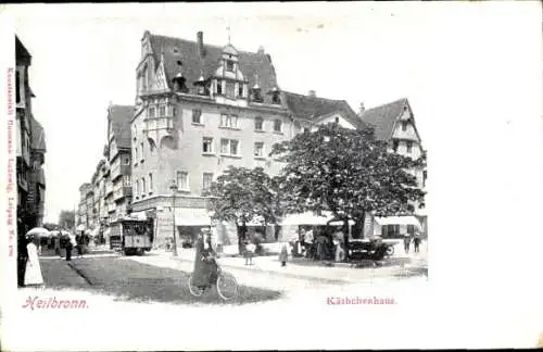 Ak Heilbronn, Blick aufs Käthchenhaus, Straßenbahn