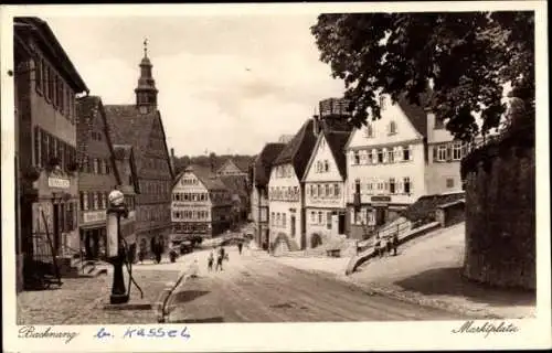 Ak Backnang in Württemberg, Marktplatz, Tankstelle