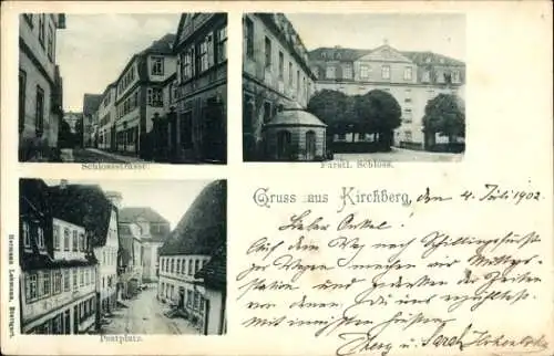 Ak Kirchberg an der Jagst, Schloss, Schlossstraße, Postplatz