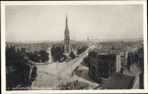 Ak Karlsruhe in Baden, ehem. Durlacher Tor, Kirche