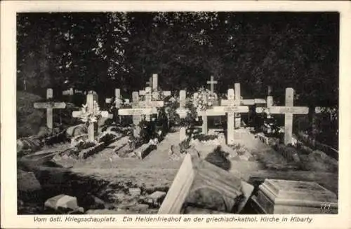 Ak Kibarty Tschernyschewskoje Eydtkau Eydtkuhnen Ostpreußen, Heldenfriedhof an der Kirche