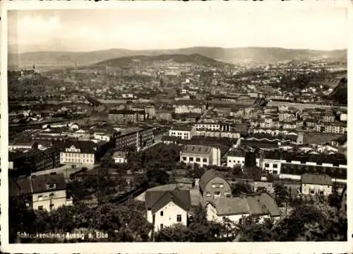 Ak Strekov Schreckenstein Ústí nad Labem Aussig Elbe Stadt, Gesamtansicht