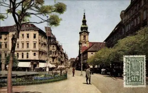 Ak Graz Steiermark, Blick auf den Bismarckplatz, Mann