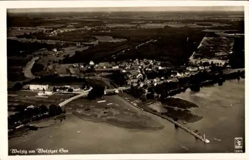 Ak Wolzig in der Mark, Luftaufnahme, Wolziger See