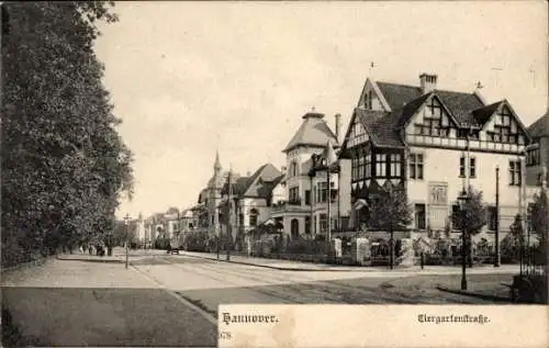 Ak Hannover in Niedersachsen, Partie auf der Tiergartenstraße