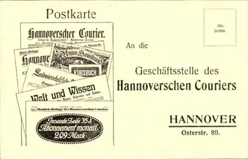 Ak Hannover in Niedersachsen, Geschäftsstelle des Hannoverschen Couriers