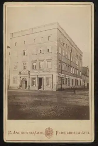 Cabinet Foto Reichenbach, Geschäftshaus Firmenschilder Uhrmacher Hermann Schubert