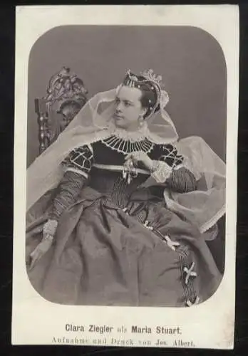 Photochrome Aufnahme Clara Ziegler, deutsche Schauspielerin, als Maria Stuart