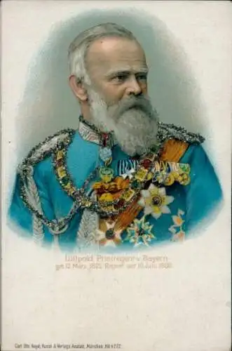 Glitzer Litho Prinzregent Luitpold von Bayern, Portrait