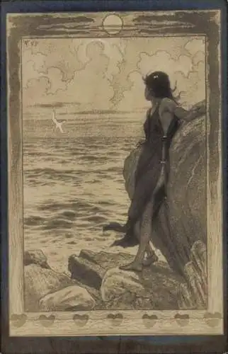 Jugendstil Künstler Ak Fidus, Am Gestade, Nr. 87