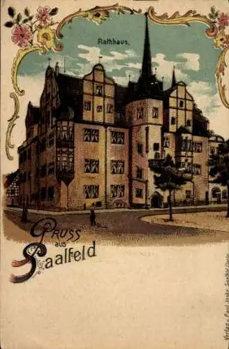 Litho Saalfeld an der Saale Thüringen, Rathaus