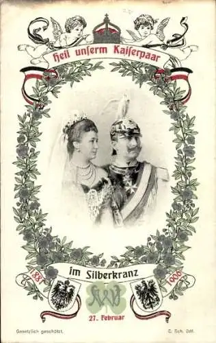 Ak Kaiserin Auguste Viktoria, Kaiser Wilhelm II., Silberhochzeit 1906