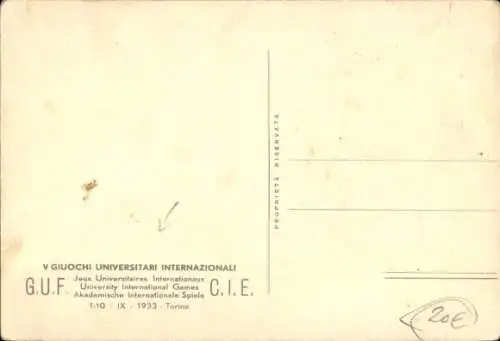 Ak Torino Turin Piemonte, V Giuochi Universitari Internazionali 1933