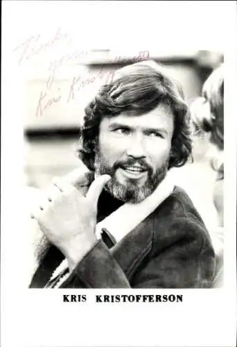 Foto Schauspieler und Sänger Kris Kristofferson, Portrait, Autogramm