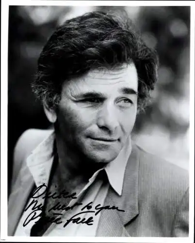 Foto Schauspieler Peter Falk, Portrait, Autogramm