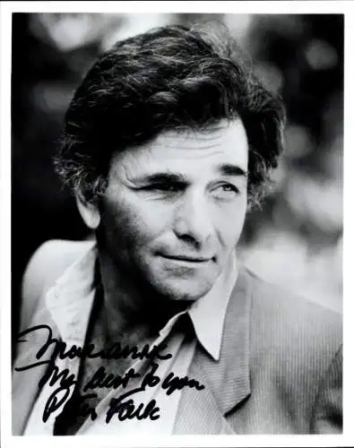 Foto Schauspieler Peter Falk, Portrait, Autogramm