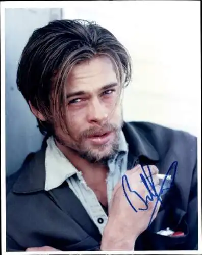 Foto Schauspieler Brad Pitt, Portrait, Autogramm