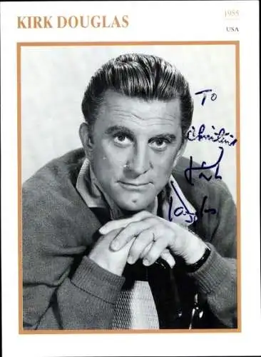 Autogrammkarte Schauspieler Kirk Douglas, Portrait, Autogramm