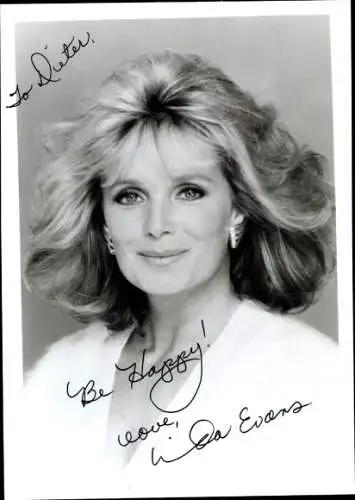 Foto Schauspielerin Linda Evans, Portrait, Autogramm