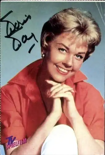 Autogrammkarte Schauspielerin Doris Day, Portrait, Autogramm