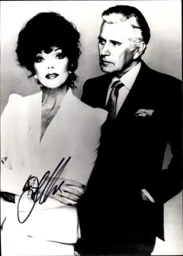 Foto Schauspielerin Joan Collins, Portrait, Autogramm