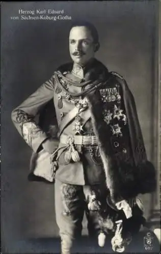 Ak Herzog Carl Eduard von Sachsen Coburg Gotha, Uniform