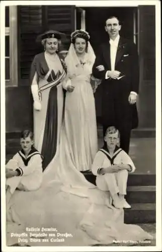 Ak Kaiserin Hermine, Hochzeit Prinzessin Herzeleide von Preußen mit Prinz Biron von Curland